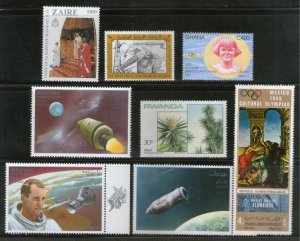 8 Diff. Worldwide Stamps on Olympic Games Space Plant Painting Pope John Paul Sp