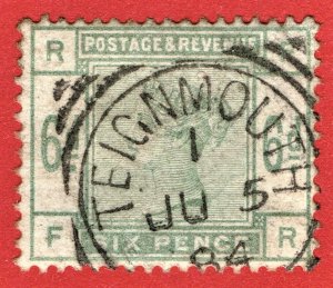 [mag385] GB 1883-84 SG 194 6d dull green with Superb Teignmouth  CDS