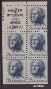 BOBPLATES #1213c Washington Booklet Slogan 3 Upper Left 29053 50% MNH DCV=$60