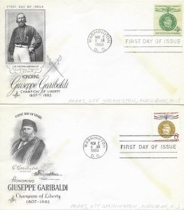 1960 FDC, #1168-1169, 4c/8c Giuseppe Garibaldi, Art Craft (2)