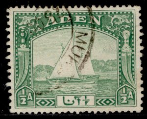 ADEN GVI SG1, ½a yellow-green, FINE USED.