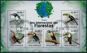 Mozambique 2011 CTO Birds on Stamps Toucans Toucan Intl Year of Forests 6v M/S