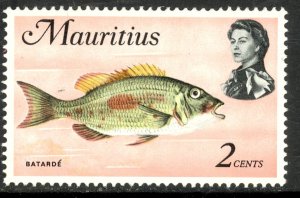 MAURITIUS 1972-74 QE2 2c BATARDE FISH Marine Life Pictorial Sc 339a MNH