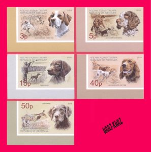 ABKHAZIA 2019 Nature Fauna Domestic Farm Animals Pets Hunting Dogs 5v imperf MNH