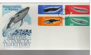 1977 British Antarctic Territory unaddressed FDC #64-67 Whales Halley bay CDS VF