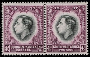 South West Africa #130 King George VI Pair; MNH