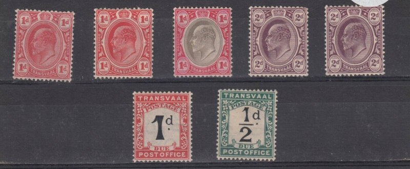 Transvaal KEVII Collection Of 7 Incl Postage Due MH JK495