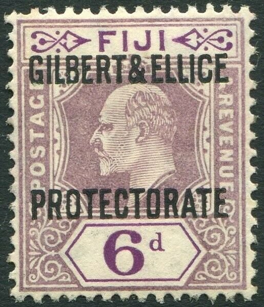 GILBERT & ELLICE ISLANDS-1911 6d Dull & Bright Purple Sg 6 MOUNTED MINT V34656