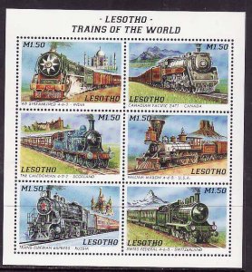 Lesotho-Sc#1059- id7-unused NH sheet-Trains-Locomotives-1996-