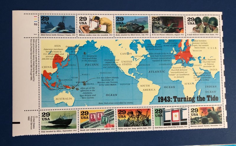 Usa scott 2765 turning the tide 1943 souvenir sheet MNH