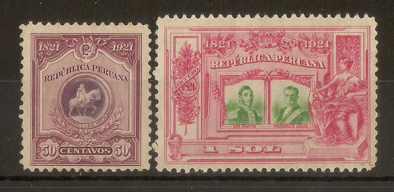 Peru 1921 Independence 50c + 1s SG427-428 MNH