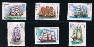 SHIPS, SAILBOAT SCHOONER = Set of 6 stamps MNH Russia 1981 Sc 4981-4986