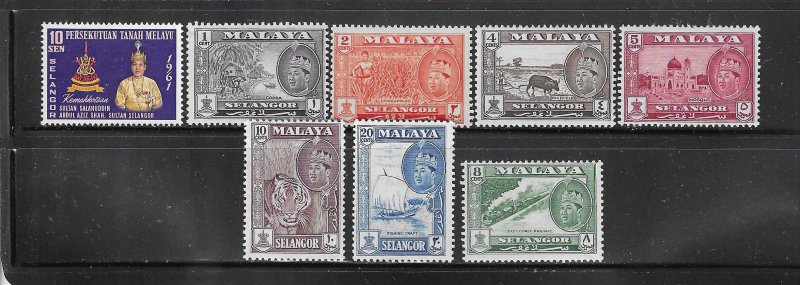 MALAYA- SELANGOR SCOTT #113-120 1961-62 SULTAN SALAHUDDIN ABDUL AZIZ - MINT LH