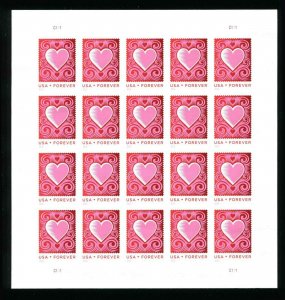 # 4847 Paper Heart Love Forever Sheet of 20  MNH 2014  IMPERF