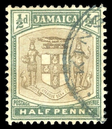 Jamaica 1903 ½d grey & dull green showing SER.ET for SERVIET var VFU. SG 33a