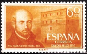 SPAIN 1955 Stamp Day. St. Ignatius from Loyola 60c, Mint VLH