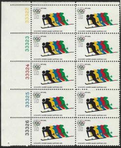 1972 US Scott C85 11c Airmail 1972 Olympic Games Plate No. Block of 10 MNH