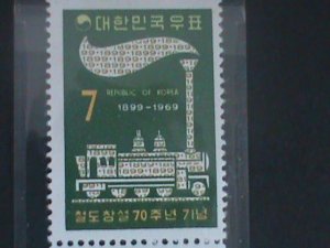 ​KOREA-1969-SC#685-70TH ANNIV: KOREAN RAILROAD-MNH VF-LAST ONE-HARD TO FIND