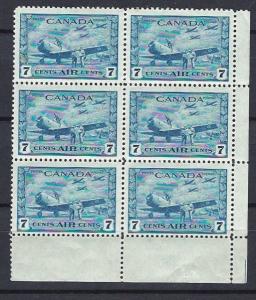 CANADA  1927     7c Blue  margin Block of 6          SG 400     MNH