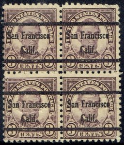 1925 3c Lincoln precancel f/SAN FRANCISCO CA 584-45 perf 10 Blk/4! Nice Multiple