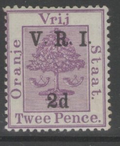 ORANGE FREE STATE SG125 1900 2d on 2d BRIGHT MAUVE MTD MINT