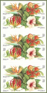 Tropical Flowers: Bird of Paradise Pane of Twenty 33 Cent Postage Stamps 3310-13