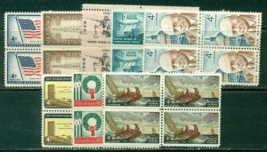 8 DIFFERENT SPECIFIC 4-CENT BLOCKS OF 4, MINT, OG, NH, GREAT PRICE! (44)