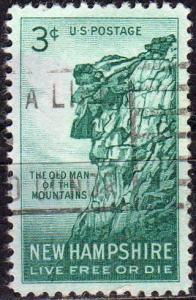 United States 1068 - Used - 3c Old Man on the Mountain / New Hampshire (1955) +