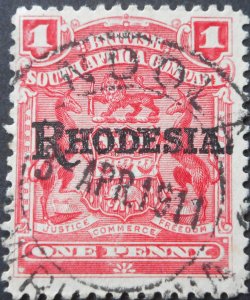 Rhodesia 1909 1d with Ndola (DC) postmark