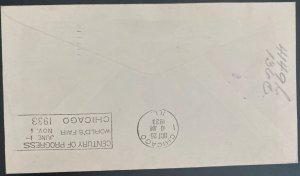 1933 Akron OH USA LZ 127 Graf Zeppelin cover Century Of Progress Exposition #C18