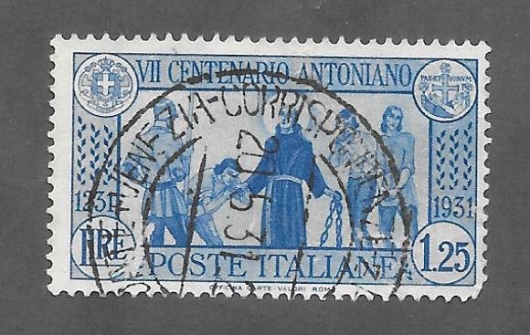 Italy Scott 262 Used 1.25l St. Anthony Freeing Prisoners i2018 CV $9.50