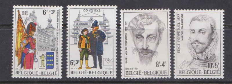 BELGIUM - 1978 CULTURAL ANNIVERSARIES SCOTT#B966-B69  4V MINT NH