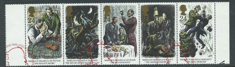 GB QEII SG 1784 - 88 - 5 se-tenant   VFU Sherlock Holmes ...