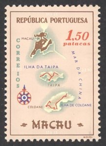 Macau Sc# 390 MH 1956 1.50p Map