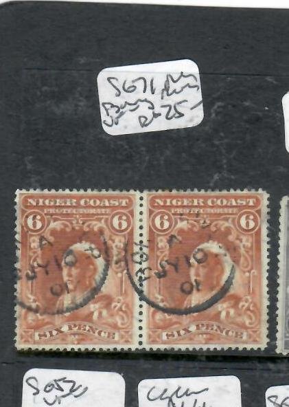 NIGER  COAST POTECTORATE QV   6D    SG 71 PAIR BONNY RIVER CDS   VFU  P1202H