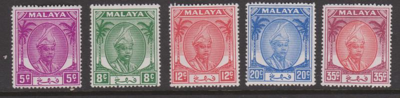 Malaya Pahang 1952 Sultan Sc#65-68, 70 MNH