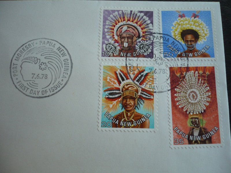 Postal History - Papua New Guinea - Scott# 448,450,453,455 - First Day Cover