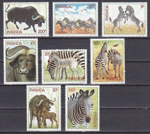 Rwanda, Scott cat. 1199-1206. Buffaloes and Zebras issue. ^