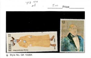 Ireland, Postage Stamp, #478-479 Mint NH, 1980 Art, Bernard Shaw, Art (AD)