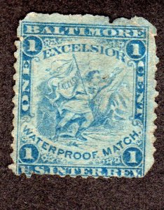 Private Die Match Revenue Stamp.  Scott # RO83a, used. Lot 220347 -01