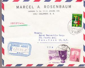 Columbia - Certified Letter to US with Tied TB Seal 1958