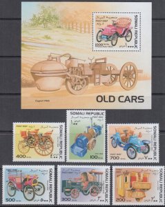 SOMALI REP # 001 CPL MNH SET of 6 + S/S - ANTIQUE CARS