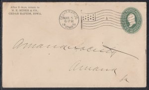 United States - Mar 5, 1898 Cedar Rapids, IA Flag Cancel