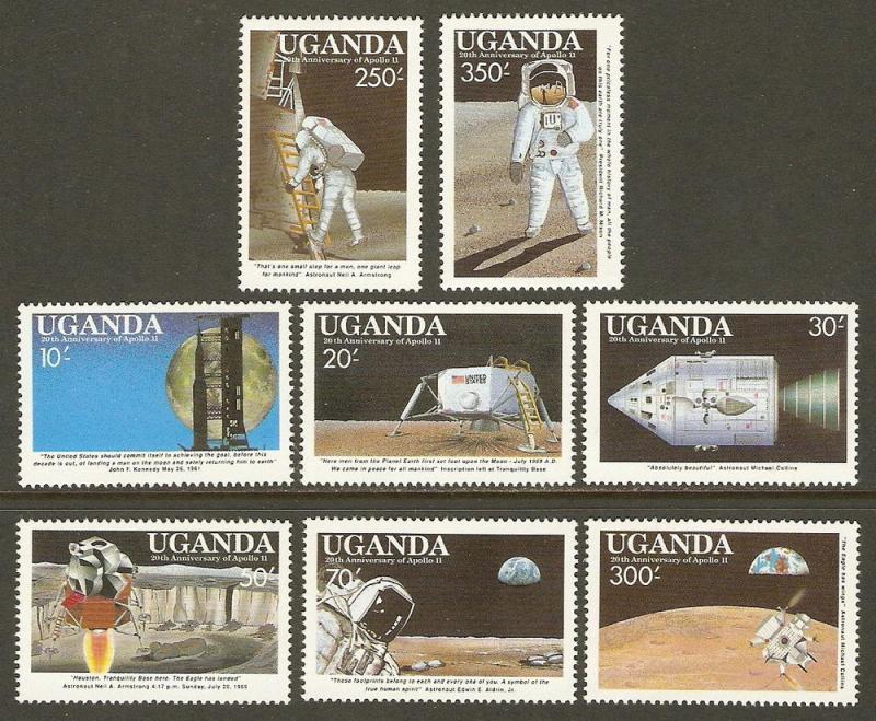 Uganda #693-700 NH Moonlanding