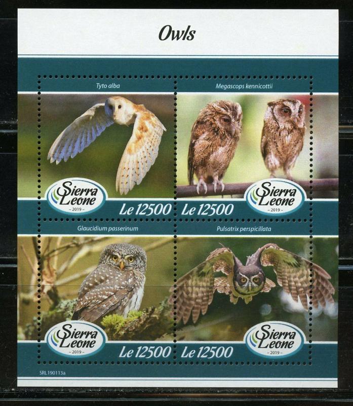 SIERRA LEONE  2019  OWLS  SHEET  MINT NEVER HINGED