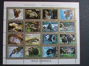 ​AJMAN STATE-1973 WORLD FAMOUS WILD ANIMALS CTO MINI SHEET VERY FINE