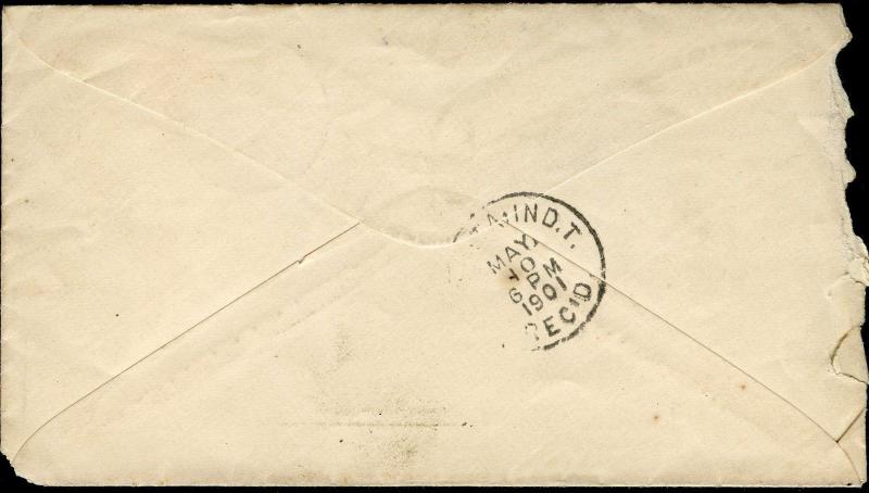US CHETOPA, KS 5/10/1901 STATIONERY COVER TO VINITA, INDIAN TERRITORY AS SHOWN