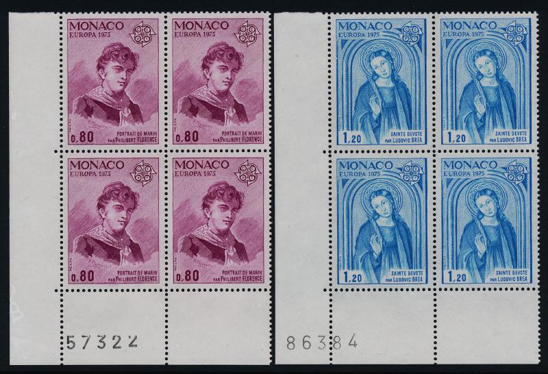 Monaco 961-2 BL Plate Blocks MNH EUROPA, St Devote, Sailor, Philibert Florence