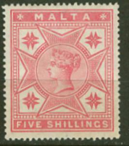 Malta # 14  Victoria; Maltese Cross - 5sh. (1) VF VLH Unused