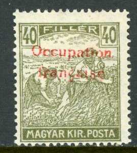 Hungary 1919 French Occupation 40f Olive Green Sc # 1N9 Mint M896 ⭐⭐⭐⭐⭐⭐ 
